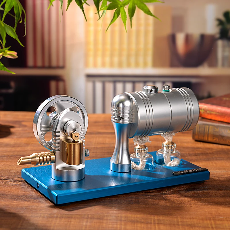 All metal startable steam engine model engine retro with heating boiler alcohol lamp K-005 aluminum alloy base