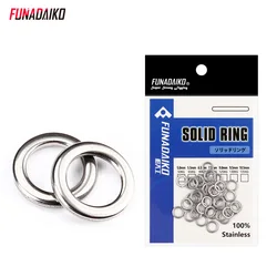 FUNADAIKO Stainless Steel Fishing Solid Ring O Rings Flat Fishing Swivel Knot Lure Fishing Solid Rings Accessoried