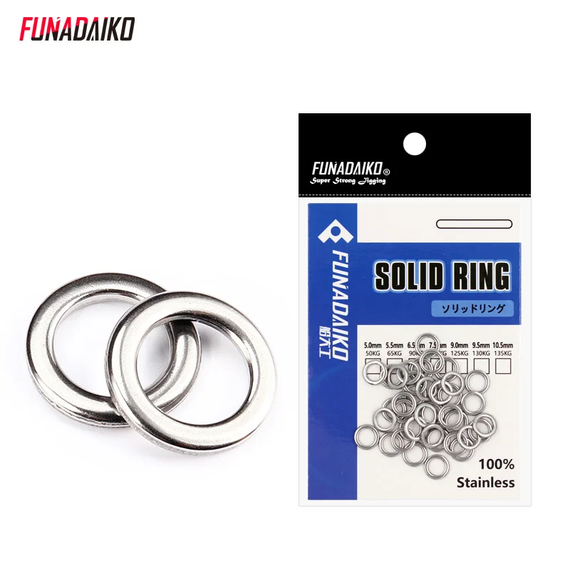 FUNADAIKO Stainless Steel Fishing Solid Ring O Rings Flat Fishing Swivel Knot Lure Fishing Solid Rings Accessoried