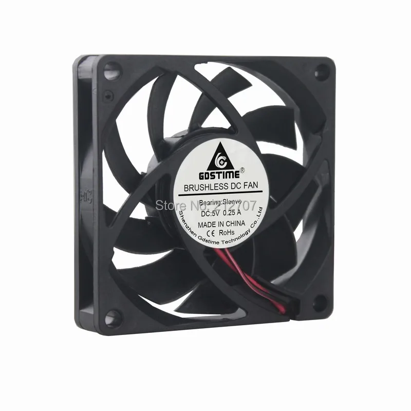 

5Pcs Gdstime DC 5V 2Pin 70mm 70x70x15mm 7015 CPU Cooler Brushless Cooling Fan