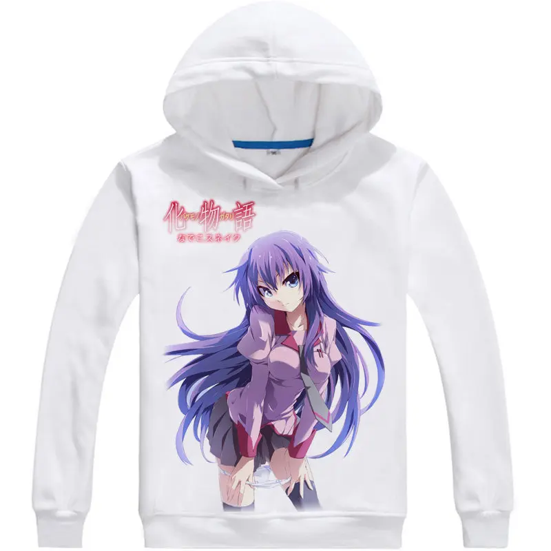 Bakemonogatari Hoodie Anime Senjougahara Hitagi Cosplay white hoodies Cute Sweatshirts Japanese Cartoon Fans