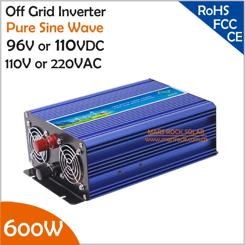 

600W DC96/110V, AC110V/220V Off Grid Pure Sine Wave Solar Inverter or Wind Inverter, Surge 1200w, 50Hz/60Hz, Single Phase