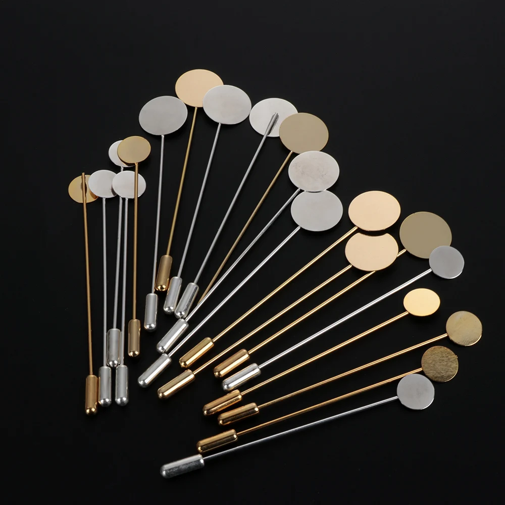10 sztuk pozłacane sztuczna perła stop miedź długi Pin Pin DIY sukienka z klapami tworzenia biżuterii broszka podstawowe akcesoria jubilerskie