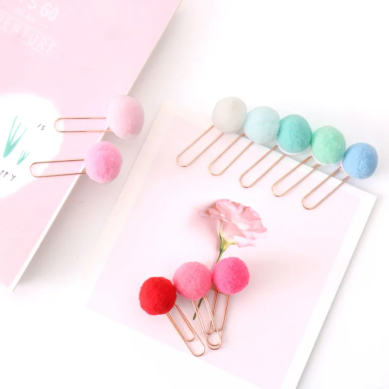 

TUTU 30pcs/set cute Hairball rose gold cilp modelling Paper clip Fashion business office lady style Office stationery set H0270