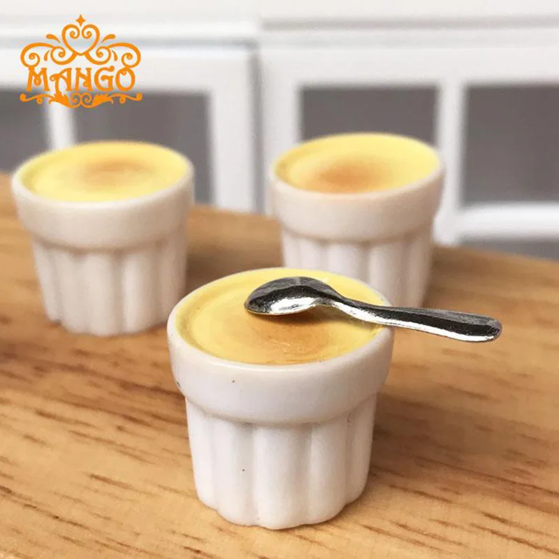 5PCS/Lot 1:12 Miniature Dollhouse Custard Pudding for Blyth Doll House Pretend Food Kitchen Toys