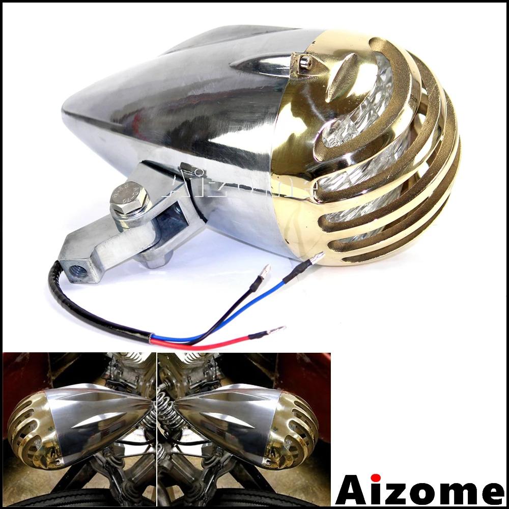 Motorcycle Old School Brass Headlamp 4.75