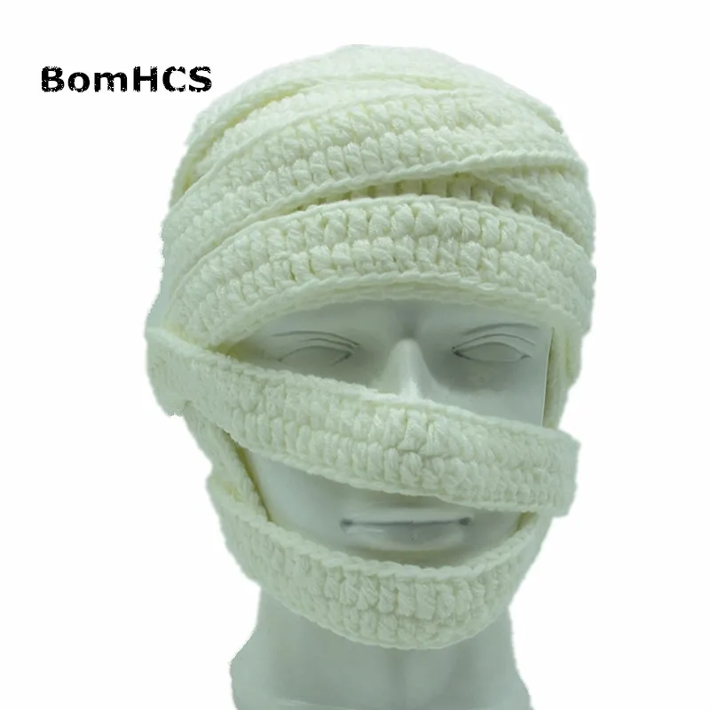 BomHCS Novetly Cool Zombie Mask Beanie Bandage 100% Handmade Knitted Funny Hat Cap