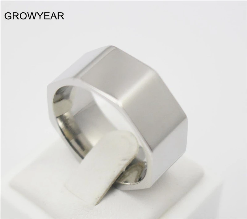 Steel Cool Nut Shaped Polygon Men Silver Color Ring Size 7 8 9