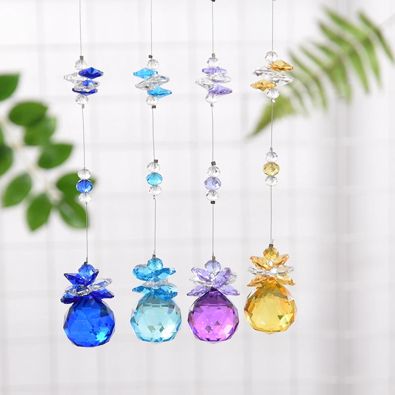 5PCS 20mm Crystal Ball Suncatcher Prism Rainbow Maker Chakra Hanging Pendant Window Sun Catchers Gift