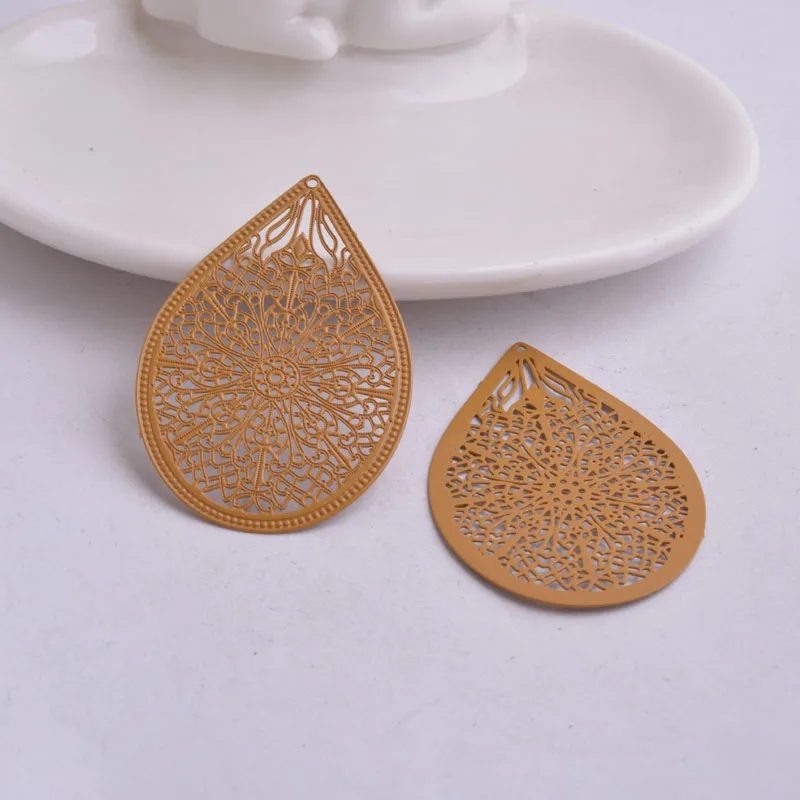 30 Stück AA1533 49*33mm Filigraner Wassertropfen Großer Anhänger aus Messing Tropfenförmiger Anhänger DIY Ohrring-Zubehör Fermoirs Pour Fabrication Bijoux – Detail 9