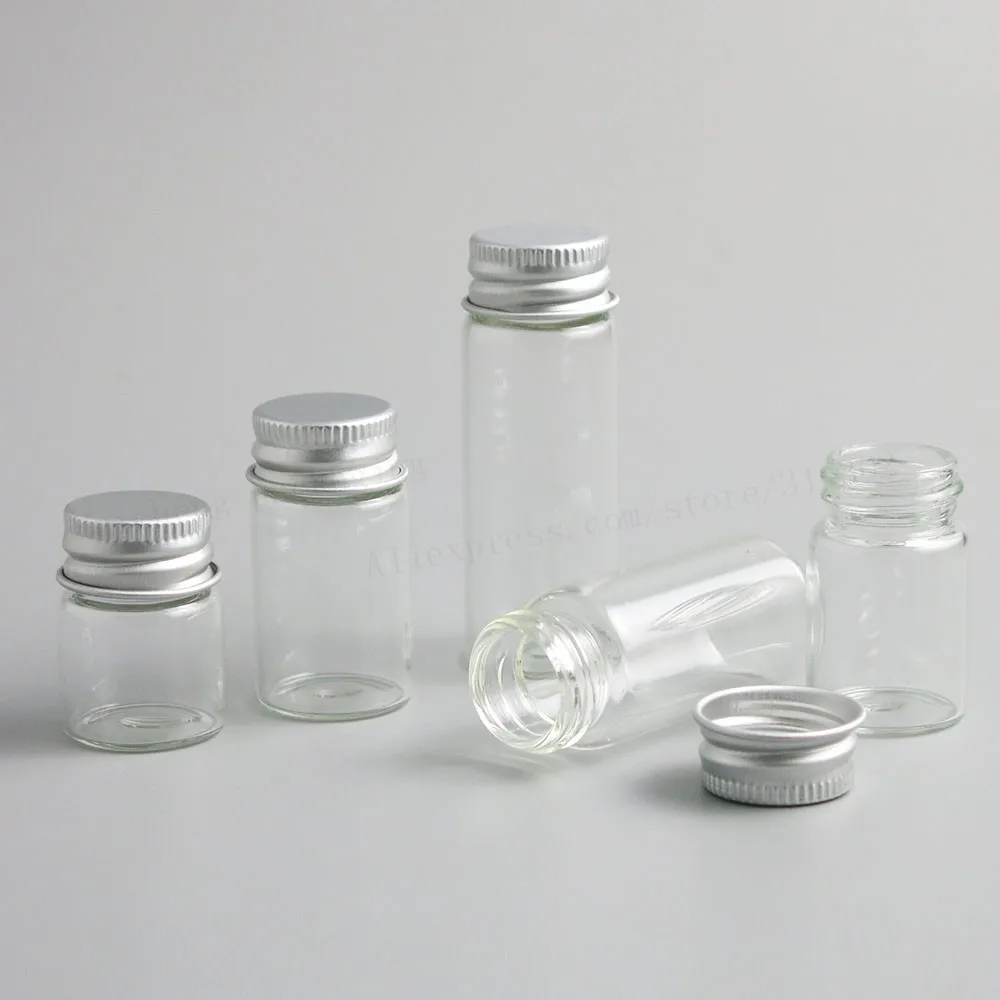 

500 x Empty 5ml 6ml 7ml 10ml 14ml Clear Glass Bottle With Aluminum Cap 1/3oz Small Glass Small Vials For Essential Oil Use