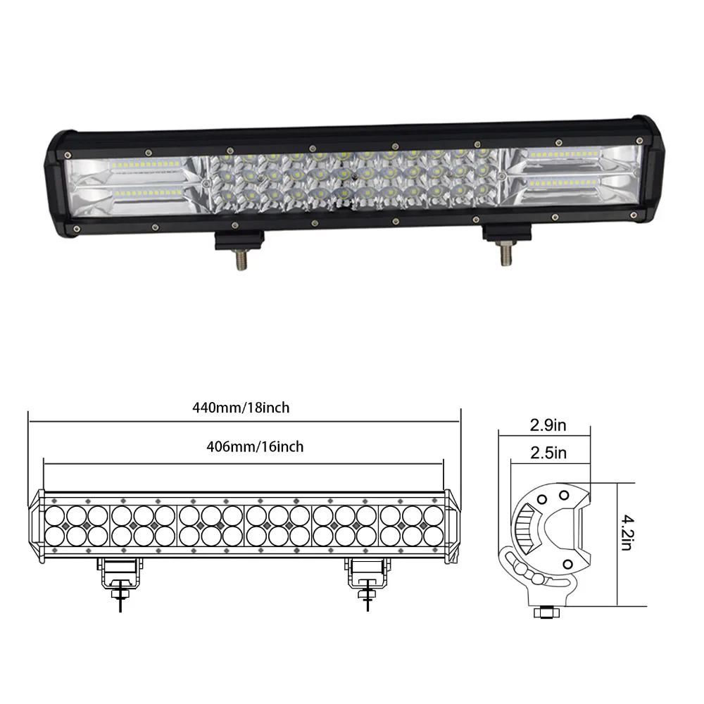 Auxtings 17-18inch 252w Tri rows movable bracket IP67 waterproof high power high lumens 7D LED light bar offroad 4x4 car light