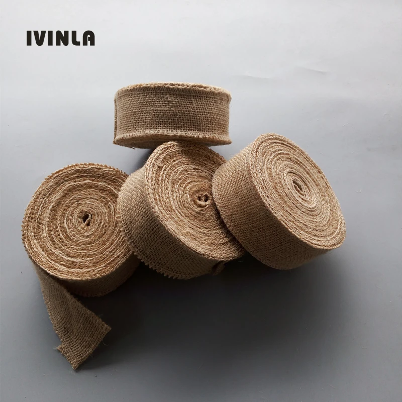 5PCS/Lot 5CMx10M Natural  Jute  Roll  For  wedding Party  Decoration Gift Packing