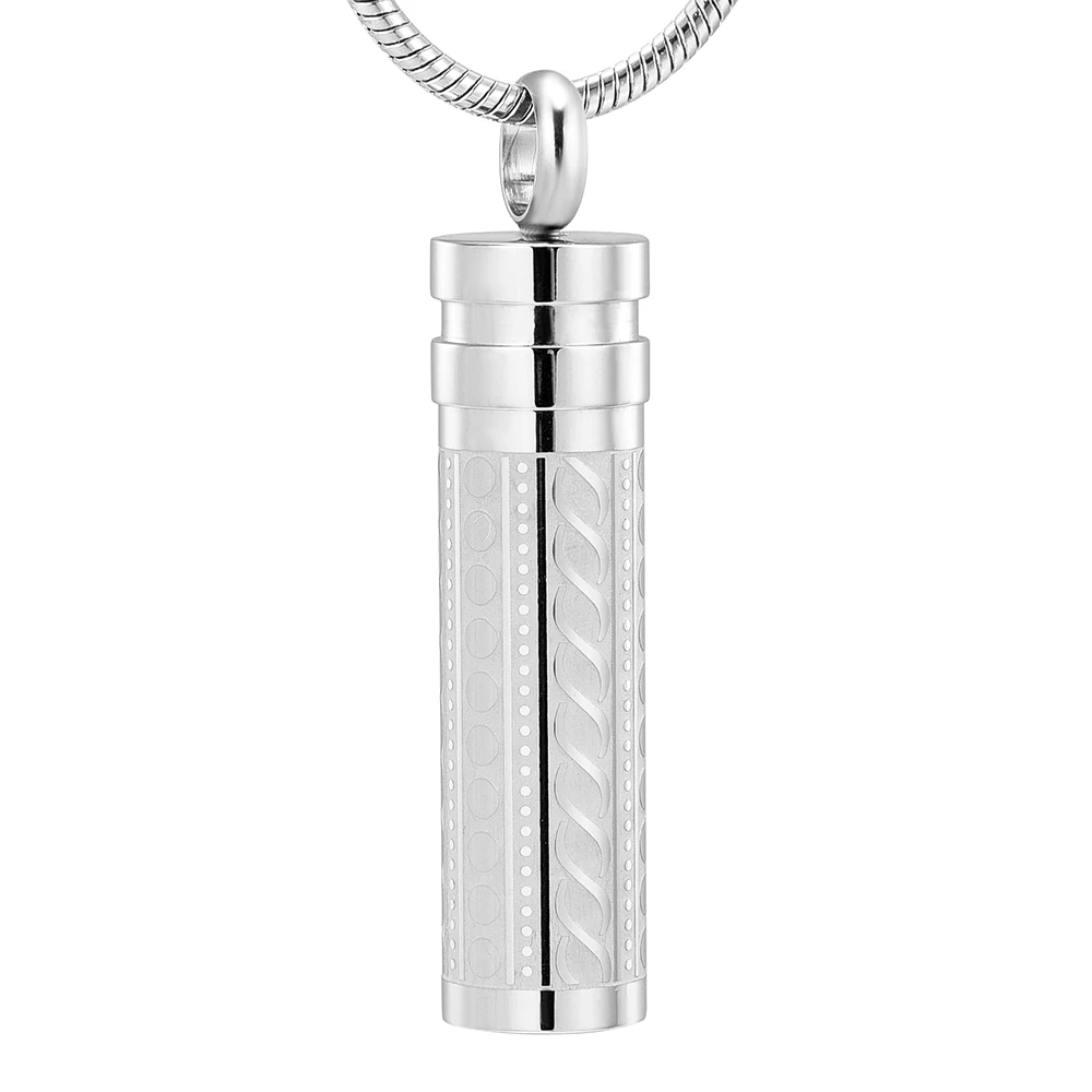

IJD11942 Cylinder Cremation Jewelry Hold Human/Pet Funeral Ashes Keepsake Pendant Memorial Urn Neckalce Holder