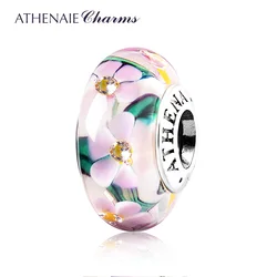 ATHENAIE genuino Murano cristal 925 Plata núcleo flor jardín abalorios ajuste europeo pulseras Collar para mujer joyería DIY