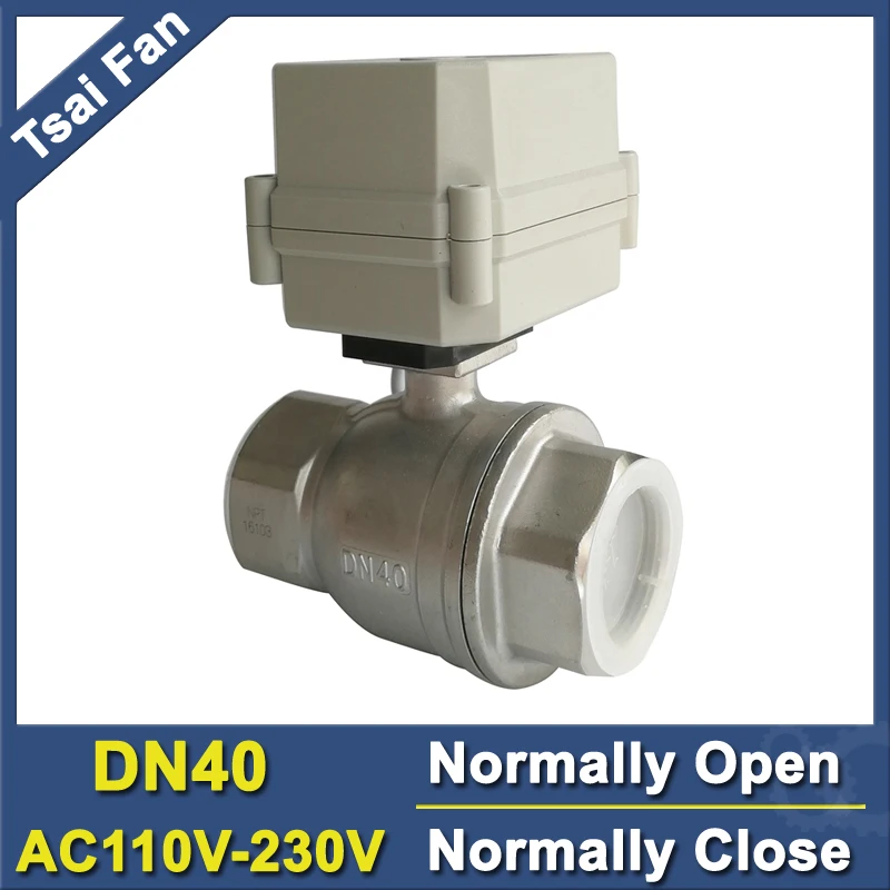 11/2'' Stainless304 Full Port AC110V-230V Electric Normal Open / Close Crane DN40 Motorized Water valve with indicator CE  IP67