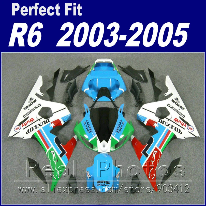 Brand new motorcycle parts for YAMAHA R6 fairing kit 2003 2004 2005 blue white red YZF fairings 03 04 05