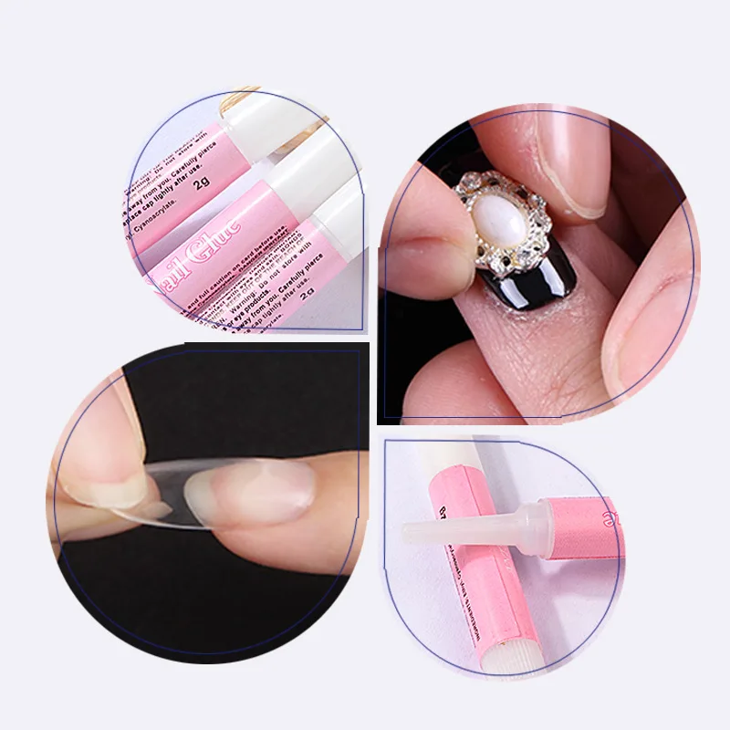 Fast Dry 2g Nail Sticker Gel Glue Girl False Tips Decoration Rhinestone Beauty Adhesive  Home Tool Phone Glass Screen Repair