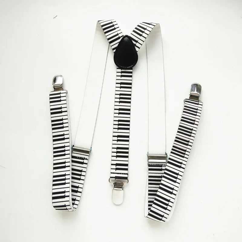 

Fashion Piano Keyborad Printed suspenders for men and women high quality adult leather Suspender Kids braces Y-back BD032