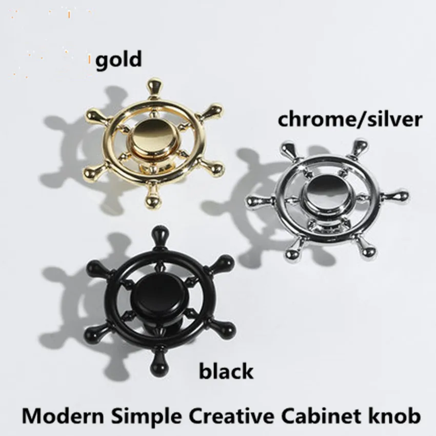 

Gyro handle modern simple creative gold silver drawer cabinet door knob kitchen cabinet wardrobe black rotating handle pull