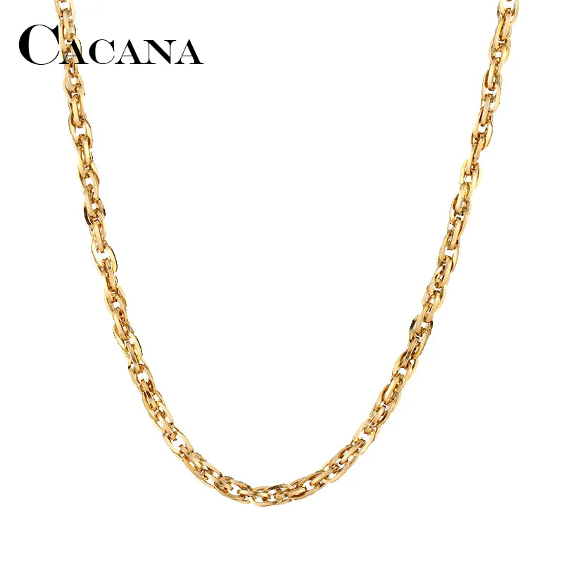 CACANA 316L Stainless Steel Chain Necklaces For Man Women Gold Silver Color For Pendant 0.4cm Double Buckle Donot Fade Jewelry