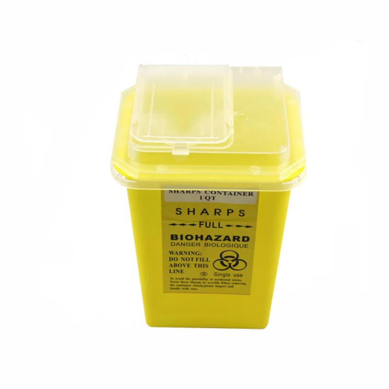 1 Pcs Tattoo Medical Plastic Sharps Container Biohazard Needle Disposal 1L Size Waste Box For Tattooing Artists