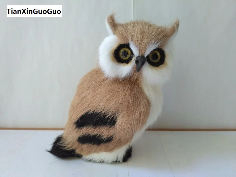 

9x8x15cm simulation owl bird hard model prop polyethylene& yellow furs owl handicraft, home garden decoration s1739