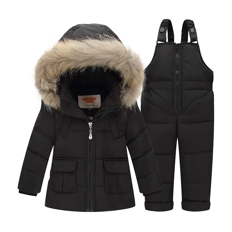 new Baby Girls Boys Winter Down Clothes Sets Outdoor Warm Infant Suits Thick Coats+Overalls Windproof Child Kids Suits