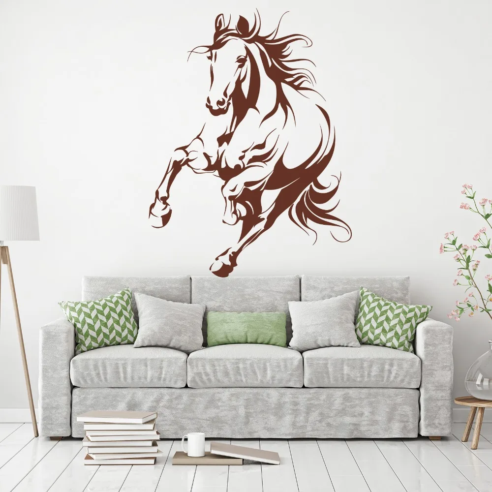 Large Running Horse Animal Wall Sticker Kids Room Bedroom Horse Unicorn Animal Pet Cowboy Wall Decal Living Room Vinyl Sport Art