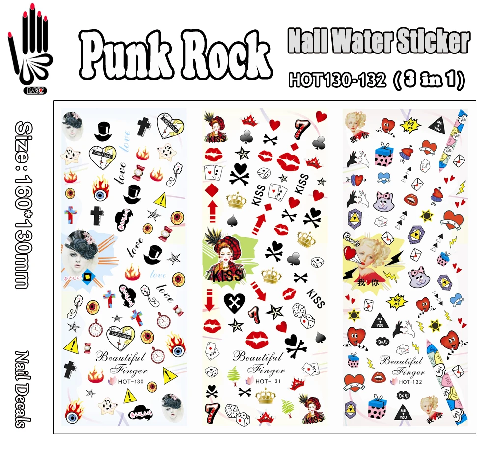 3 Sheets/Lot Lucky For Nail HOT130-132 Poker Nail Art Wrap Water Sticker for Nail Art Stickers Decals (3 DESIGNS IN 1)