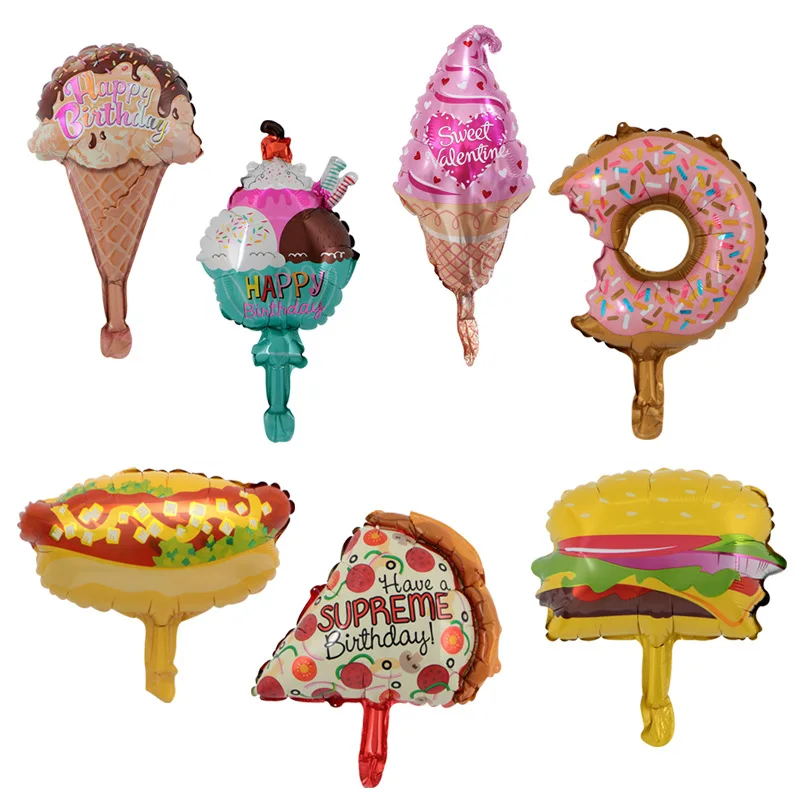 1pcs Mini burger ice cream watermelon fruit burger luminum balloons children birthday beach party wedding decor supplies balloon