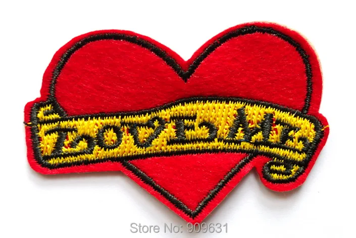 

New ! Iron On Embroidered Applique Patch Small Red Heart Valentines ~ Love Me