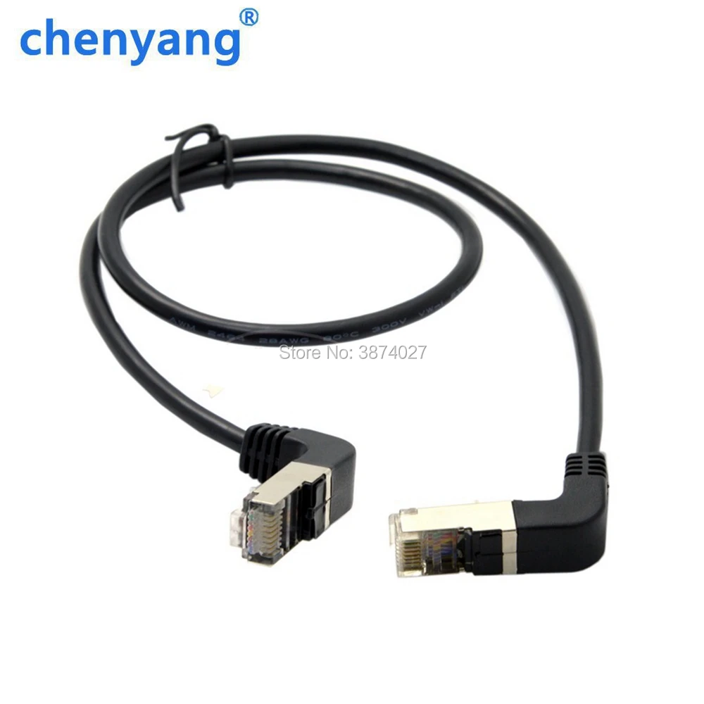Двойной локоть вниз и вверх Угловой 90 градусов cat5e 8P8C FTP STP UTP Cat 5e Ethernet сетевой кабель RJ45 сетевой патч-корд 0,5 м-5 м