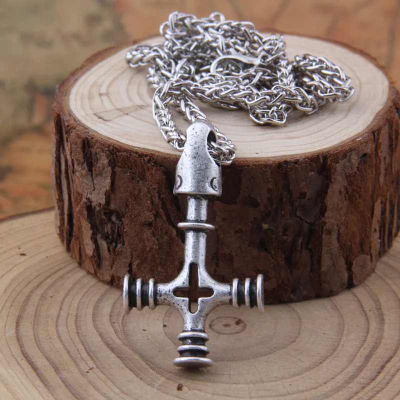 dropshipping 1pcs Wolf cross pendant Viking necklace men gift with stainless steel chain