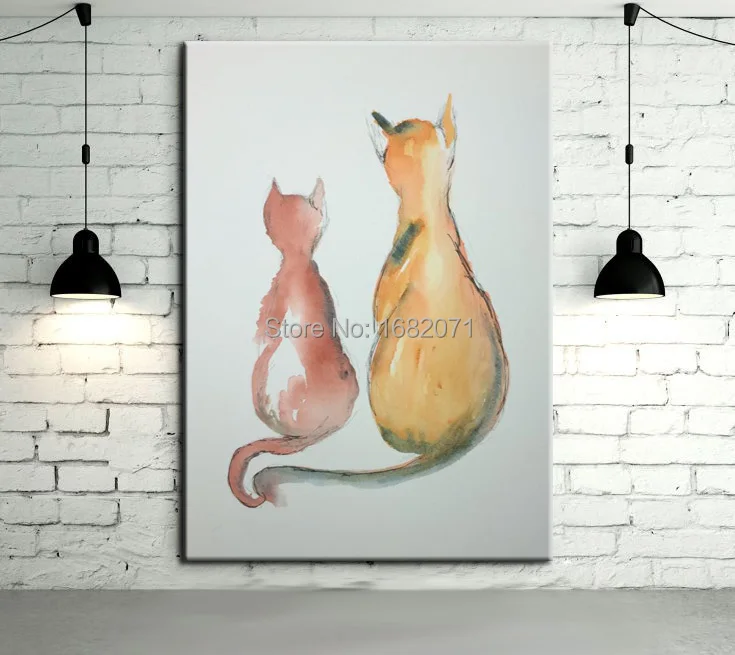 

Professional Artist Hand-painted High Quality Modern Cat Oil Painting On Canvas Funny Cats Background Decorative Painting