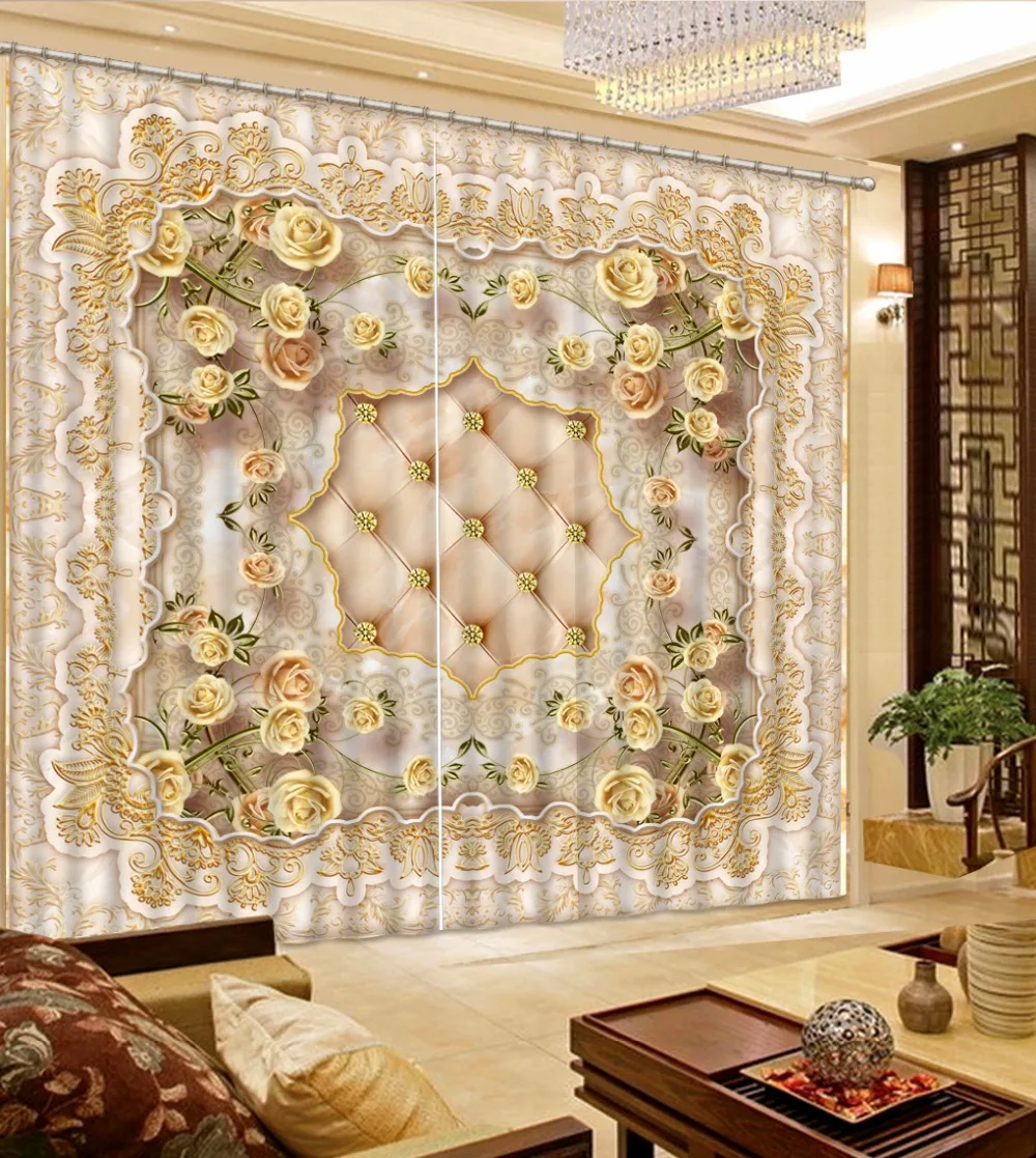 

Modern marble flower 3D Photo Printing Blackout Curtains For Living room Bedding room Hotel Drapes Cortinas