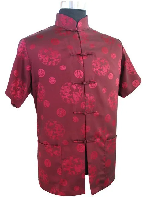 New Black Men\'s Rayon Satin Shirt Top Chinese Classic Kung Fu Clothing Short-Sleeve Vintage Fashion Tang Suit S M L XL XXL XXXL