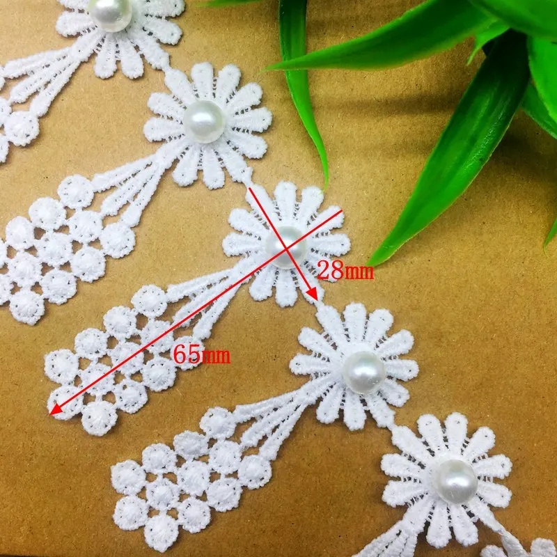 20Pcs Daisy Flower White Embroidered Lace Fabric Trim Ribbon Applique Tassel Grape Handmade Sewing Craft For Costume Decoration view 6