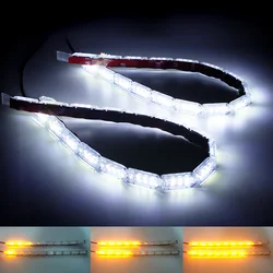 Waterproof Car Flexible White Yellow Switchback LED Daytime Running Run Fire light Sequential Strip DRL Flow Turn Signal Lights