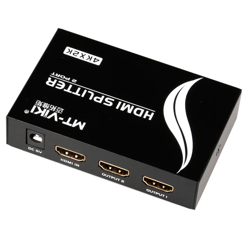 

MT-VIKI 2 Port HDMI Splitter 4K*2K Video Distributor 1x2 3D 1 Input 2 HDMI 1.4 HDCP 1.2 Output 5V 1A Power Supply SP142