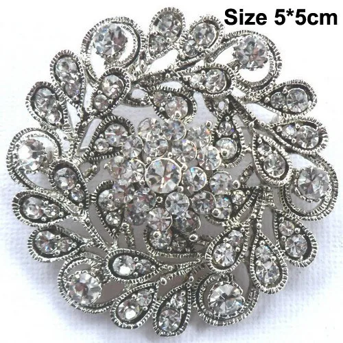 

Vintage Silver Rhodium Plated Austria Crystals Flower Wedding Brooch Pins Women Costume Broach