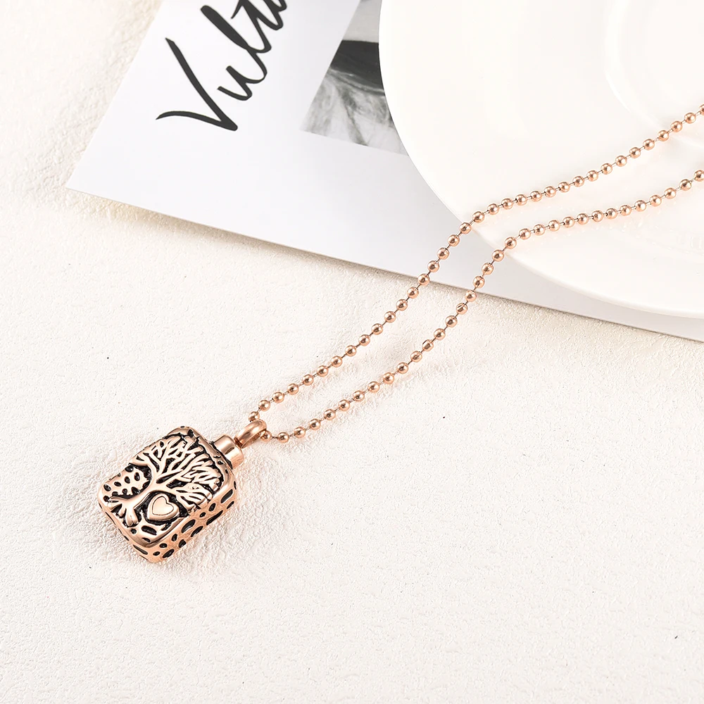 

CMJ9910 "Tree of Life "Family Tree &Heart Engraved Memorial Urn Necklace for Ashes Cremation Pendant Urn Jewelry Keepsake