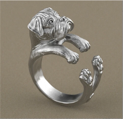 Newest Listed Handmade Boxer Dog Ring Retro Animal Ring Pet Lovers Gift Idea(4 Colors Free Collocation)