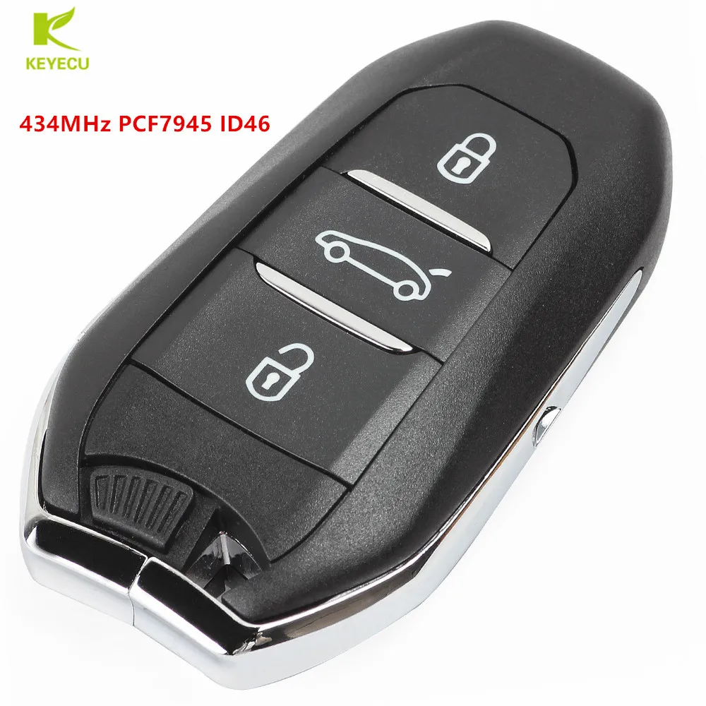 KEYECU Smart Replacement Remote Key Fob 434MHz PCF7945 ID46 for Citroen C4L 2013-2015 ,DS5, for Peugeot 508 308 Before 2016