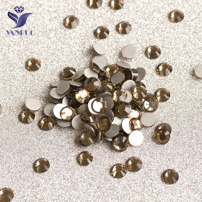 YANRUO 2058NoHF Smoked Topaz Flatback Rhinestones Non Hot Fix Crystal Stones Glue Nails For Clothes