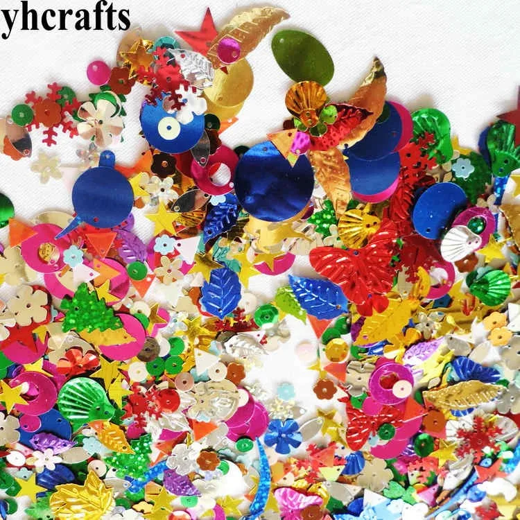 50gram/Lot.15 design Mix shape sequins Star moon round with hole sequins Craft material Kindergarten arts and crafts DIY toys