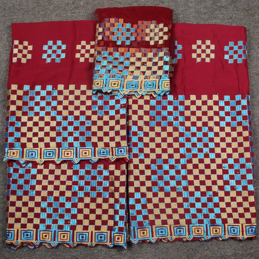 

Высококачественная нигерийская хлопковая ткань с пайетками и вышивкой, кружево, фатин для свадебных и праздничных платьев, шифон XL178, 5 ярдов, коллекция 2026 года