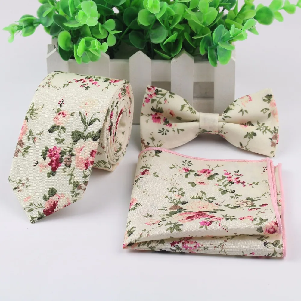 

Набор галстуков из 100% хлопка для мужчин, тонкий галстук, галстук-бабочка, носовой платок, папильон, свадебные галстуки-бабочки, галстук Corbatas