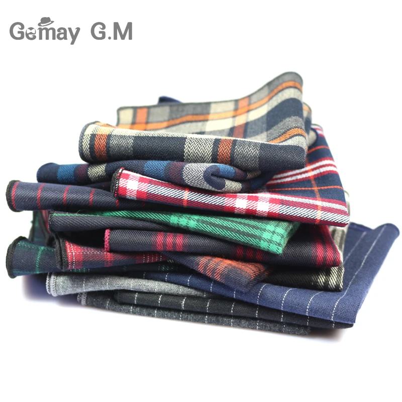 High Quality Cotton Mens Pocket Square Adult Plaid Hankerchief Scarves Vintage Hankies Men\'s Hanky Square Handkerchiefs