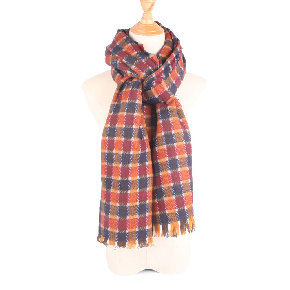 

YOUHAN 2022 New Winter Scarf Women Warm Plaid Scarf Female Cashmere Scarves Wide Tippet Long Shawl Wrap Blanket Drop Shipping